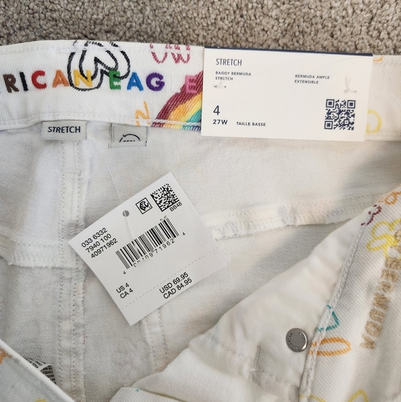 AE PRIDE low-rise Baggy Bermuda Stretch Shorts Dopamine Dressing Candy Rav - Picture 9 of 12